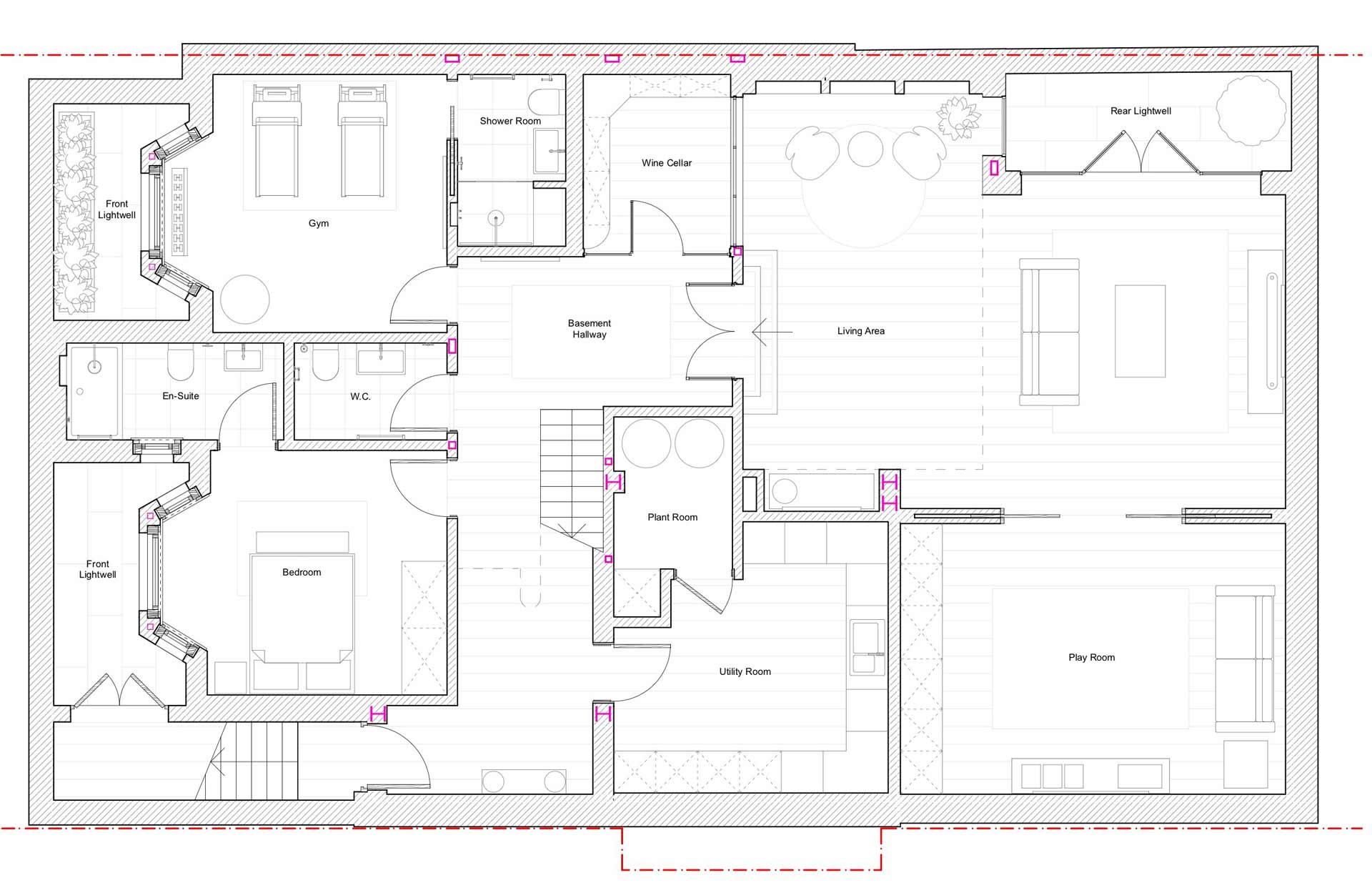 Birds eye view of proposed basement